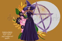 Purple Pentagram and Witch, Halloween Sublimation Design, d5 Product Image 2
