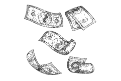 dollar bill set sketch hand drawn Product Image 1