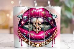 Dollar Lips Tumbler Wrap, Lipstick Tumbler, Funny Tumbler Product Image 1