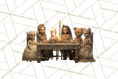 Haunted Dollhouse Clipart, Creepy Dolls, Spooky Tea Party Product Image 3