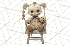 Haunted Dollhouse Clipart, Creepy Dolls, Spooky Tea Party Product Image 2