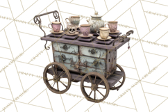 Haunted Dollhouse Clipart, Creepy Dolls, Spooky Tea Party Product Image 4
