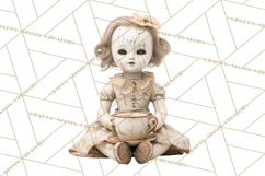 Haunted Dollhouse Clipart, Creepy Dolls, Spooky Tea Party Product Image 2