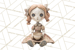 Haunted Dollhouse Clipart, Creepy Dolls, Spooky Tea Party Product Image 3