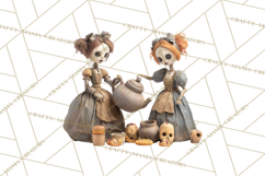 Haunted Dollhouse Clipart, Creepy Dolls, Spooky Tea Party Product Image 3