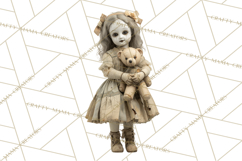 Haunted Dollhouse Clipart, Creepy Dolls, Spooky Tea Party Product Image 4