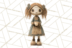 Haunted Dollhouse Clipart, Creepy Dolls, Spooky Tea Party Product Image 5