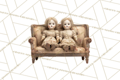 Haunted Dollhouse Clipart, Creepy Dolls, Spooky Tea Party Product Image 4