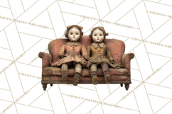 Haunted Dollhouse Clipart, Creepy Dolls, Spooky Tea Party Product Image 5