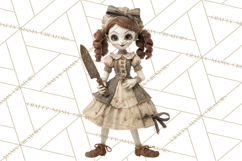 Haunted Dollhouse Clipart, Creepy Dolls, Spooky Tea Party Product Image 3