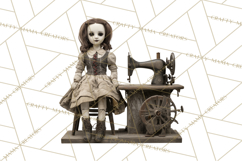 Haunted Dollhouse Clipart, Creepy Dolls, Spooky Tea Party Product Image 2