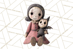 Haunted Dollhouse Clipart, Creepy Dolls, Spooky Tea Party Product Image 3
