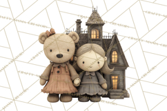 Haunted Dollhouse Clipart, Creepy Dolls, Spooky Tea Party Product Image 3