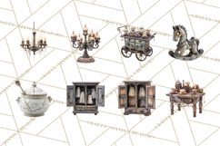 Haunted Dollhouse Clipart, Creepy Dolls, Spooky Tea Party Product Image 4
