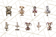 Haunted Dollhouse Clipart, Creepy Dolls, Spooky Tea Party Product Image 8