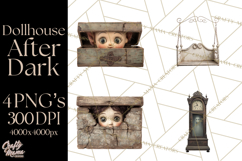 Haunted Dollhouse Clipart, Creepy Dolls, Spooky Tea Party Product Image 1