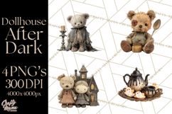 Haunted Dollhouse Clipart, Creepy Dolls, Spooky Tea Party Product Image 1