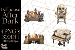 Haunted Dollhouse Clipart, Creepy Dolls, Spooky Tea Party Product Image 1
