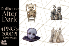 Haunted Dollhouse Clipart, Creepy Dolls, Spooky Tea Party Product Image 1