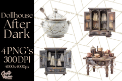 Haunted Dollhouse Clipart, Creepy Dolls, Spooky Tea Party Product Image 1