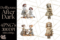 Haunted Dollhouse Clipart, Creepy Dolls, Spooky Tea Party Product Image 1