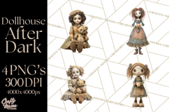 Haunted Dollhouse Clipart, Creepy Dolls, Spooky Tea Party Product Image 1