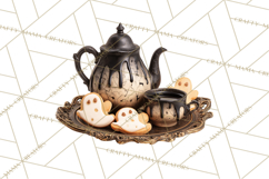 Haunted Dollhouse Clipart, Creepy Dolls, Spooky Tea Party Product Image 5