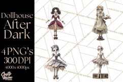 Haunted Dollhouse Clipart, Creepy Dolls, Spooky Tea Party Product Image 1