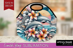 Dolphin Floral Lunch Bag Tropical Lunch Bug PNG Sublimation Product Image 1