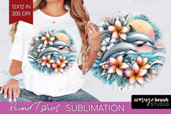 Dolphin Floral Round Tshirt Background Tropical PNG Product Image 1