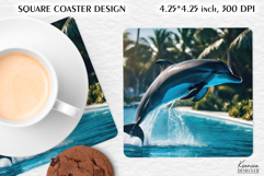 Ocean | Dolphin | Summer Square Coaster Product Image 1