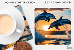 Ocean | Dolphin | Summer Square Coaster Product Image 1