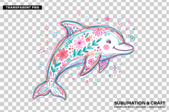 floral dolphin png, dolphin clipart png, coastal clipart png, hand drawn dolphin, summer dolphin png, ocean animal clipart, marine life png, beach dolphin design, dolphin sublimation, coastal summer png