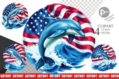 Dolphin 4th of July Clipart Product Image 1