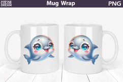 Cute Dolphin Mug Wrap PNG | Ocean Baby Design Product Image 1