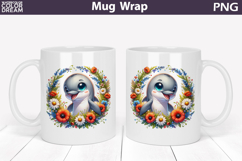 Cute Dolphin Floral Mug Wrap PNG | Ocean Baby Design Product Image 1