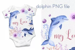 Be my love valentine watercolor dolphin Png Sublimation Product Image 4