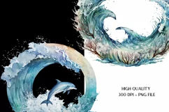 Dolphin Png Ocean Waves Png Ocean Sublimation Design 