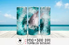 beach wrap for sublimation with a dolphin shown on tumblers