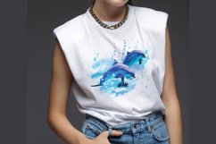 Dolphin Watercolor Sublimation Clipart PNG JPG Product Image 2