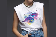 Dolphin Watercolor Sublimation Clipart PNG JPG Product Image 3