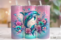 Dolphin Tumbler Wrap, Floral Tumbler Wrap, Summer Tumbler Product Image 1