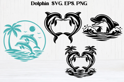 Sea animal SVG design | Dolphin silhouette SVG | Whale SVG Product Image 5