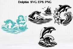 Cute dolphin SVG design | Sea animal silhouette SVG Product Image 1