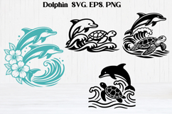 Sea animal SVG design | Dolphin silhouette SVG | Whale SVG Product Image 7