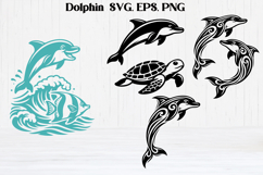 Cute dolphin SVG design | Sea animal silhouette SVG Product Image 1