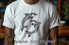 Tribal dolphin SVG design | Sea animal silhouette SVG Product Image 1