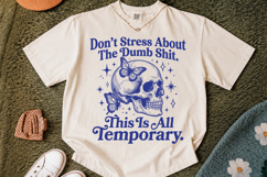 Don't Stress Skull &amp; Butterfly SVG, Funny Retro Design Product Image 2