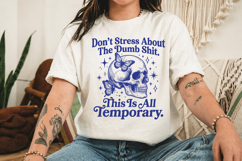 Don't Stress Skull &amp; Butterfly SVG, Funny Retro Design Product Image 3