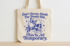 Don't Stress Skull &amp; Butterfly SVG, Funny Retro Design Product Image 4